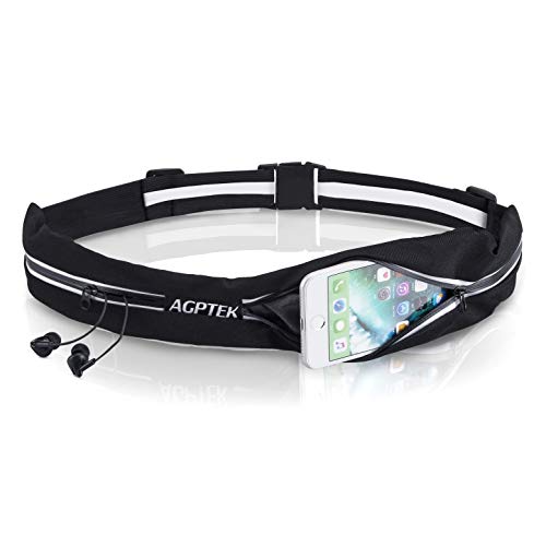 AGPTEK ランニング ウエストバッグ、ポータブル ランニング ベルト、ジッパー開閉と調節可能なストラップ付き防水スポーツ ウエスト バッグ、携帯電話を収納するためのスポーツ ベルト