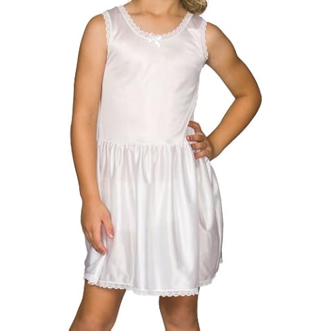 I.C. Collections Big Girls White Simple Nylon Slip, 10 Cover
