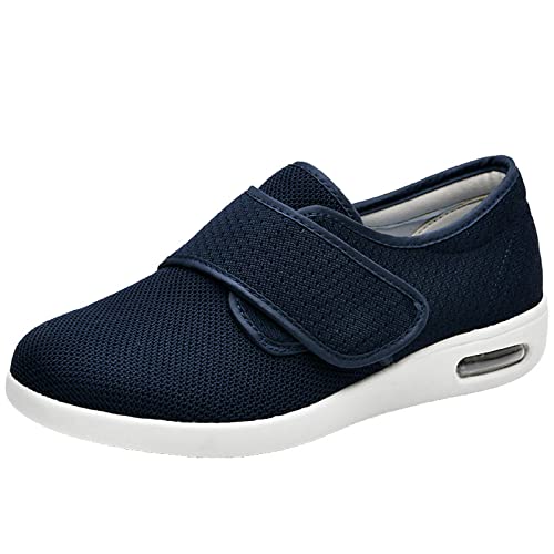 ALASON Chaussures pour Œdèmes Diabétiques Extra-Larges avec Fermetures Entièrement Réglables, Faciles À Mettre en Place Et À Retirer, Chaussures De Marche À Coussin d'air,Bleu,41 Cover
