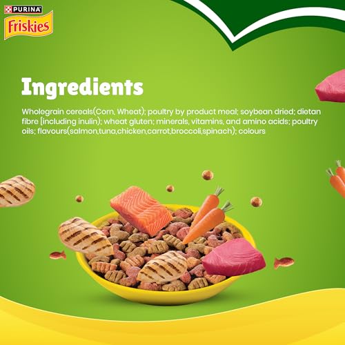 Image of PURINA, FRISKIES Indoor Delights Adult Dry Cat Food, 1 kg, Contains Salmon, Tuna, Chicken and Vegetables Flavours