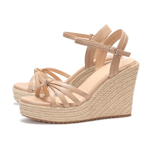 Image of VICKI.VICKI Wedges for Women Platform Sandals Wedge Heels for Sandals Comfortable Summer Espadrille Shoes Ankle Strap&Open Toe