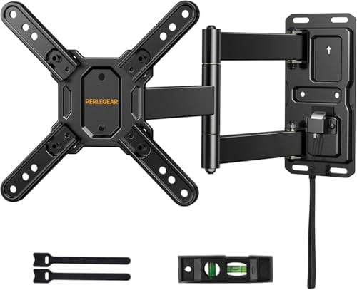 Perlegear RV TV Mount for Camper Trailer Motor Home Truck, Full Motion RV TV Wall Mount with Articulating Arm Swivels Tilts