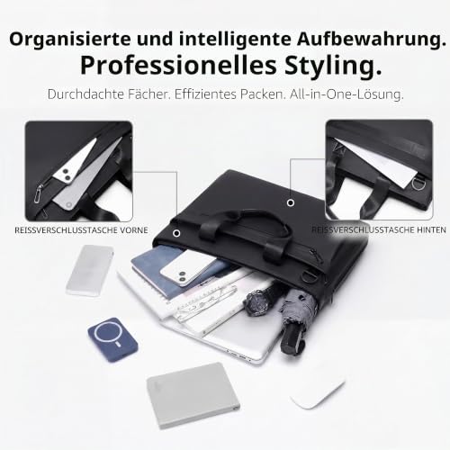 Seyfocnia Aktentasche Herren, 15-Zoll-Laptoptasche, wasserdicht, Business-Tasche Herren mit großem Fassungsvermögen, erweiterbare Bürotasche, Laptoptasche für die Arbeit, Bürotasche Herren