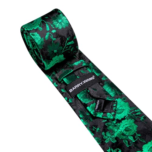 Image of Barry.Wang Flower Ties for Men Handkerchief Cufflinks Set Wedding Necktie Set Party