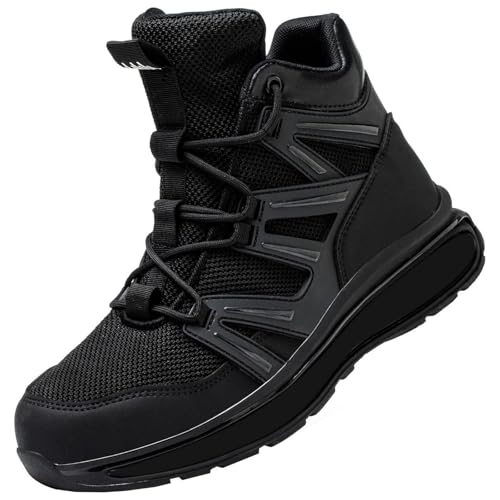 LinRim Botas medianas para hombre, botas de combate tácticas militares, resistentes al desgaste, impermeables, zapatos de desierto, zapatos de seguridad, botas de saltar, unisex, antideslizantes, para