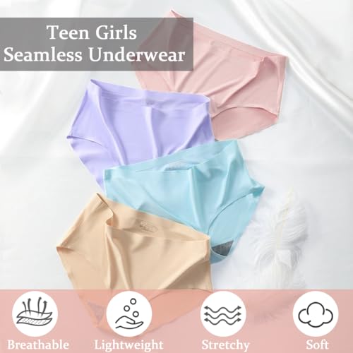 Teen Girls Seamless Underwear No Show Panties Invisible Briefs Plain Zero Feel Bikini for 8-18 Years3