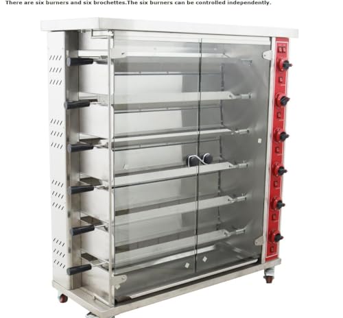HayWHNKN Commercial Chicken Rotisserie Machine LGP GAS Turkey Rotisserie Oven Rotisserie Chicken Oven 6 Grills Chicken Roaster Stainless Steel 110V 300W 122-572℉ - Thumbnail 3