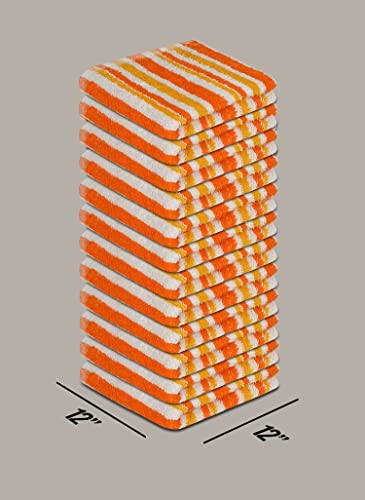 Softolle 100% Cotton Ring Spun Wash Cloths – Bulk Pack Of Washcloths – 12X12 Inches – Wash Cloth For Face, Highly Absorbent, Soft And Face Towels (Orange Stripe, 24 Pack) #TOP2