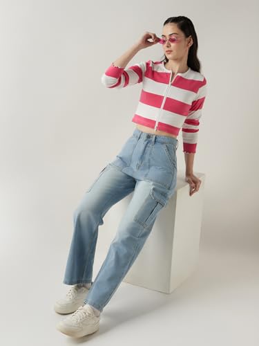 Image of Bewakoof Women's 100% Cotton Wide Leg Jeans | Jeans for Woman Pants for Woman | Classic Denim Pants | Everyday Casual | Utility Streetwear | Lightweight & Flexible | Wide Leg