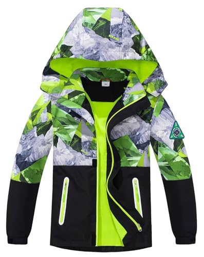 Image of Kids Rain Jacket Boys Girls Fleece Lined Rain Coat Windbreaker