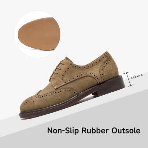 Image of BEAU TODAY Oxford Shoes for Women,Leather Brogue Dress Shoes,Comfort Brethable Ladies Lace-up Handmade Wingtip Shoes for Business Work