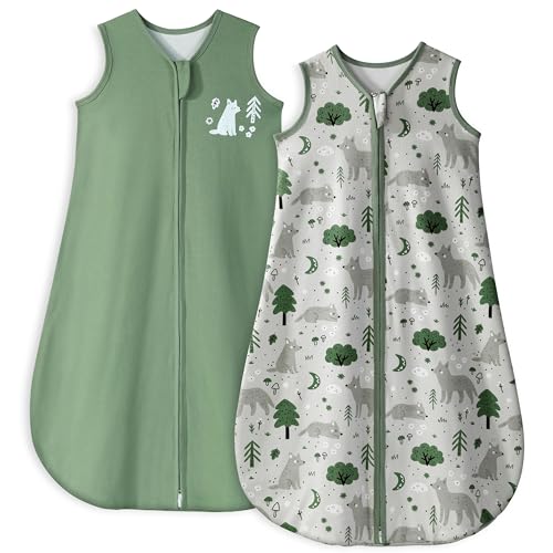 Image of Yoofoss Baby Sleep Sack 0-6 Months TOG 1.0 Baby Wearable Blanket, 2 Pack 100% Cotton Infant Toddler Sleeping Sack 2-Way Zipper Lightweight Sleep Sack