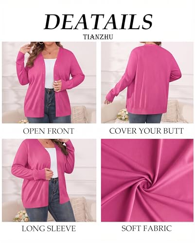 Image of TIANZHU Plus Size Cardigan for Women Button Open Front Long Sleeve V Neck Comfy Lightweight Sweaters XL-4XL