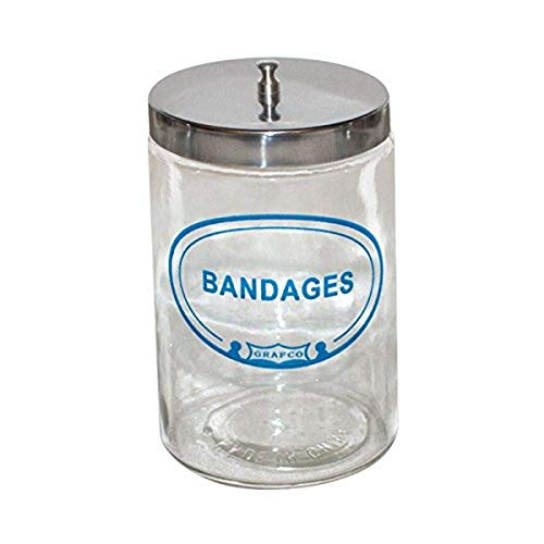 Grafco Glass Sundry Jar – Labeled 'Bandages' – Medical Dressing Storage