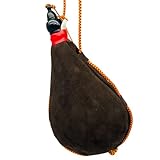 UYUNIX Brown Spanish Cow Suede Leather Bota Bag – Handmade Wineskin Flask for Wine, Water, or Spirits – Traditional Cowhide Wineskin in 1L / 1.5L / 2L – Made in Spain (1.0 L (0.26 Gal))