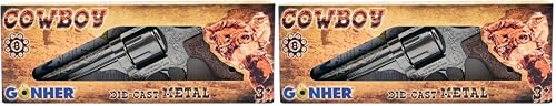 Pistolet à pétards Gonher Argenté Cow-Boy (Lot de 2)