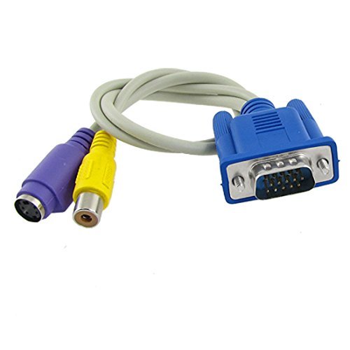 N/A VGA a TV Converter Adattatore cavo S-Video RCA 12 3/5 Pollici di Lunghezza