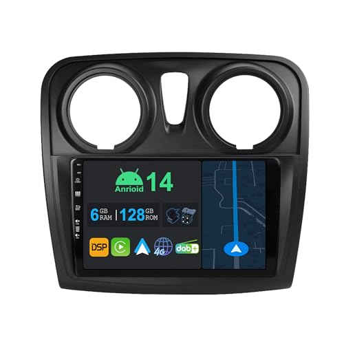 YUNTX 9 Pouces Android 14 Autoradio pour Dacia/Sandero 2014-2017 | Octa-Core | 6Go 128Go | Intégré 4G LTE | CarPlay&Android Auto | DSP | Dab | HDMI | Dual...