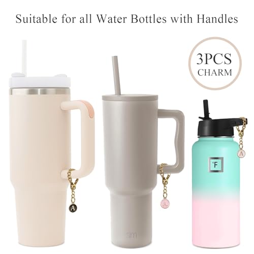 Letter Charm Accessories for Stanley Cup, 3Pcs Initial Chain Water Bottle Handle Name Id Charm for Tumbler Cups-A2