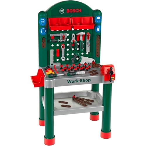 Theo Klein 8320 Bosch Workshop I 79 parts , Work Surface with Learning Function I Toy for Children Aged 3 Years and up
