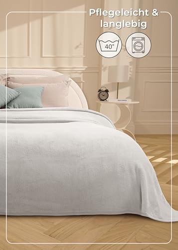 LAYNENBURG Premium Baumwolldecke 150x200 cm - Oeko-TEX 100 - Baumwollmix Kuscheldecke - Decke als Wohndecke, Sofa-Decke & Couchdecke - Wolldecke kuschelig-warm aus Baumwolle (Creme)