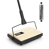 Yocada Manual Carpet Sweeper Cleaner Household Sweeper Lightweight Hand Push Non-Electric for Home Office Low&Undercoat Carpets Rugs Pet Hair Dust Scraps Paper Small Rubbish Cleaning 1*Extra Brush