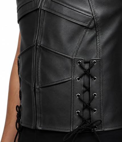 Image of Black and Red Hood Leather Jackets and Vest 2 in 1