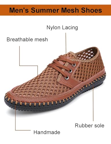 Mens Mesh Breathable Loafers Summer Casual Walking Shoes Lightweight Slip-On Honeycomb Hiking Boat Shoes Lace Up2