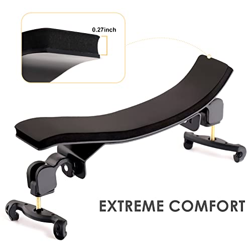 Image of SUEWIO Violin Shoulder Rest for 4 /4 Size, Premium Aluminum Alloy Violin Shoulder Rest with Thicken Comfortable Foam Pad & Height Adjustable Feet