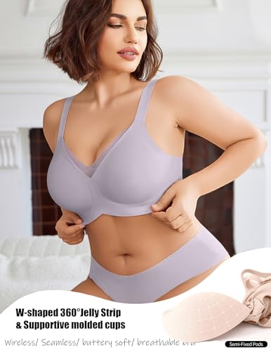 Image of Avidlove Womens Seamless Bras V Mesh Comfort Bralette Everyday T-Shirt Bra | wireless comfort with jelly lift; soft breathable; seamless back smooth; widded straps and side wings; full coverage