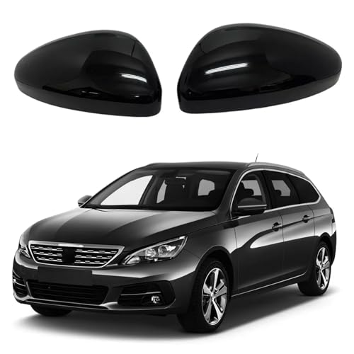 TTCR-II 2 PCS Carcasa Retrovisor Compatible con Peugeot 308 T9 MK2 Cubiertas de Repuesto 2013-2022 Tapas de Espejo Peugeot 308 T9 MK2 Cubierta Espejo (Negro Brillante)