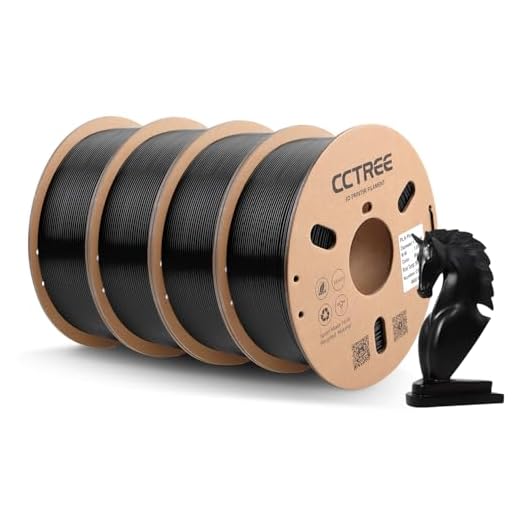 CCTREE PLA Plus 3D Printer Filament Bundle, Neatly Wound PLA Filament 1.75mm ±0.03mm, 4kg in Total, 1kg Spool, 4 Pack, 4Black
