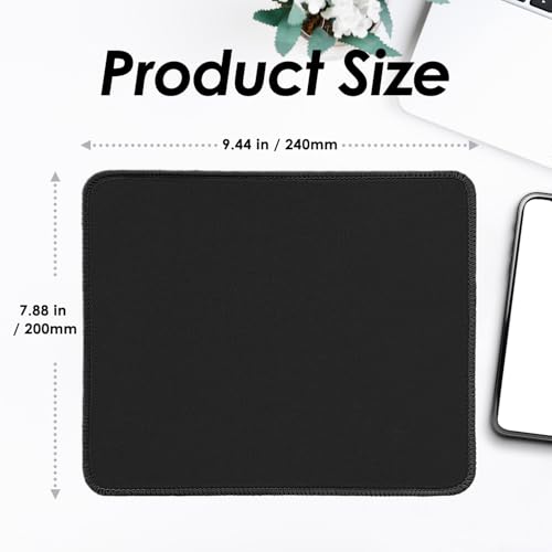 Image of FROGIGO Mouse Pad with Stitched Edges - Classic Black Mousepad Set for Women, 9.25 x 7.75 inch Washable Desk Pad, Non-Slip Rubber Base, Office Home Laptop Accessories - Classic Black-2 Pack