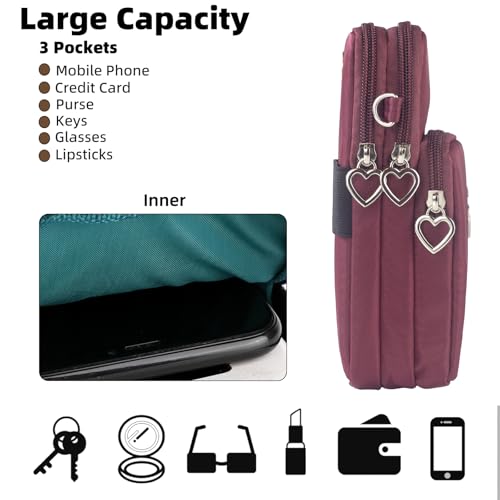 Image of JANKS Small Crossbody Bag for Women - Mini Phone Purses with Crossbody Strap and Wallet - Nylon Arm Bag