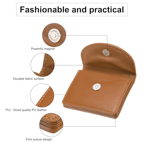Image of uxcell PU Leather Business Card Case, Business Name Card Holder Wallet with Magnetic Shut Pocket Holder for Women Credit ID Card, Brown