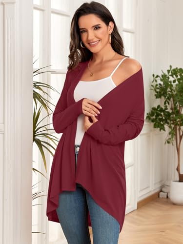 Image of Anymiss Womens Long Cardigans Spring Lightweight Jackets S-2XL Knit Kimono