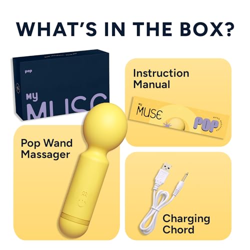 Image of MyMuse Pop Mini Massager, Cordless Electric Machine, 10 Modes, Full Body Personal Wand Massage, USB Rechargeable, Waterproof, Perfect for Gifting, 150 Day's Warranty - Lemon Tart