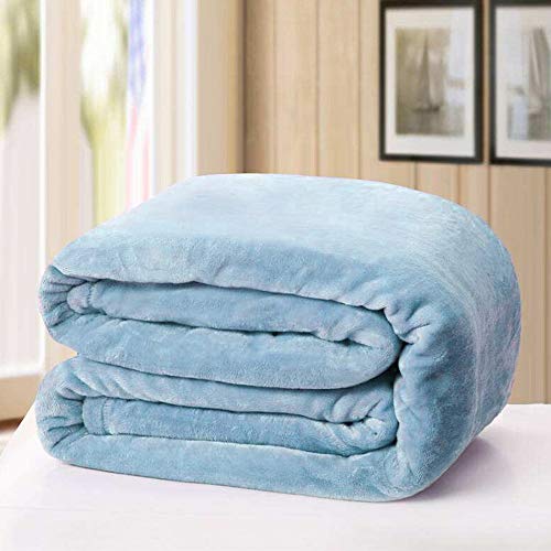 CLOTHKNOW Blue Blanket King Flannel Blue Fleece Plush Blankets for Couch California King Bedding Soft Blankets Ultra Cozy Girls Women Adults Bedding Blankets (90