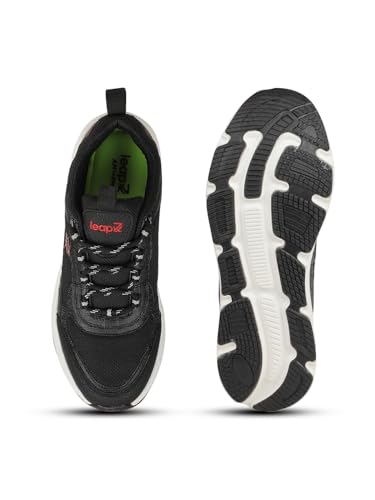 Image of Liberty Leap7x Mount-E Men Sports Running Shoes - Black & Olive Green | Comfortable and Durable Lace-Up Closure - Suitable for Lacing Walking, Gym, Jogging and Outdoor Shoes for Man