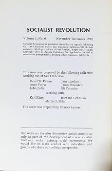Paperback Socialist Revolution No. 6 (Volume 1, #6) -- November - December 1970 Book
