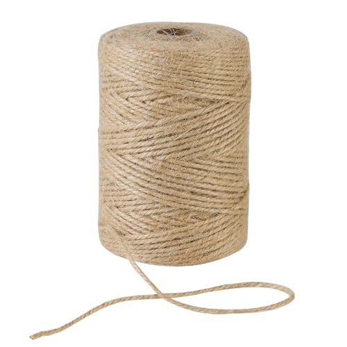 2mm 328 Feet Natural Jute Twine, for Crafts Gift, Craft Projects, Wrapping, Bundling, Packing, Holiday Packaging Twine, Gardening and More, Jute Rope to Use Around The House and Garden