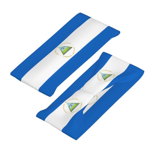 Boys Girls Flag of Nicaragua Art Sports Sweatband Multi Style Lovely Hair Band Headwear for Running Workout Shower, Pattern 6672