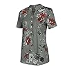 Generisch T-Shirt Women's Blouse Print Plus Size Women Comfortable Push Sleeve Shirt Short Top Women's Blouse, gray, 5XL #4