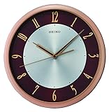 Seiko Reloj de pared con números dorados sobre fondo de color granate y plata