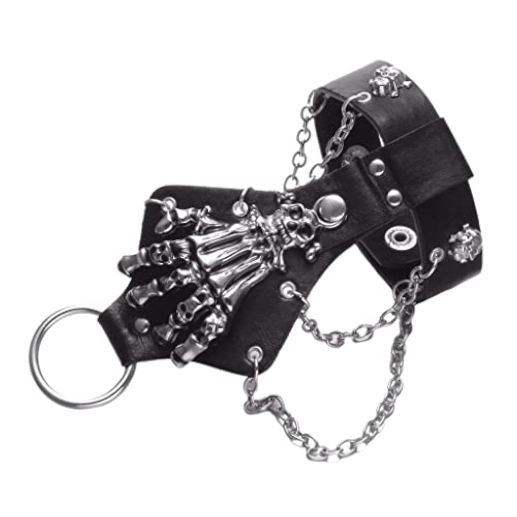 Punk Rock PU Leather Bracelets, Skull Skeleton Design