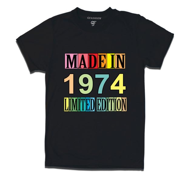 MTEE Men's Cotton Birthday T-Shirts/Made in 1974 Limited Edition Birthday Tshirts/Regular Fit Cotton Round Neck Half Sleeve
