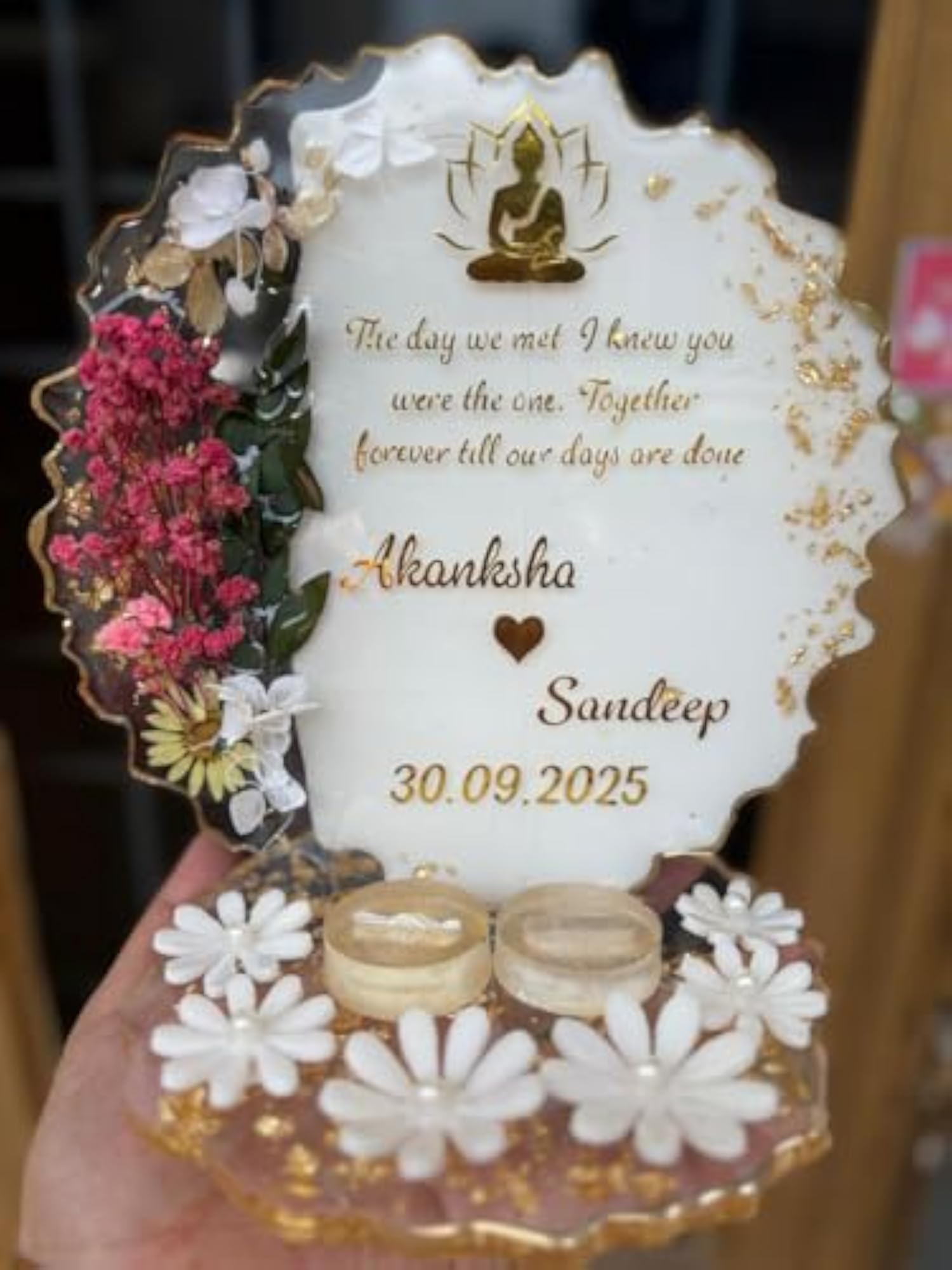 Customizable Standing Resin Engagement Ring Platter, Decorative