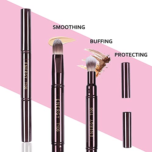Energy Dual Airbrush Concealer Brush #2 Double-Ended 2-In-1 Eye Concealer Brush For Liquid Cream Foundation Concealer Powder Eyeshadow Blending- Buff Away Imperfections Retractable Eye Makeup Brushes #TOP1