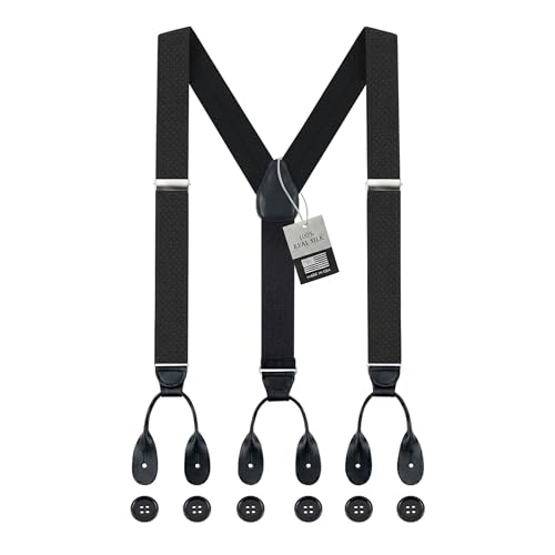 Image of HOLD'EM Tuxedo Suspenders Formal Black 100% Silk Made in USA Button Suspenders for Men Wedding Tux Suspenders for Men