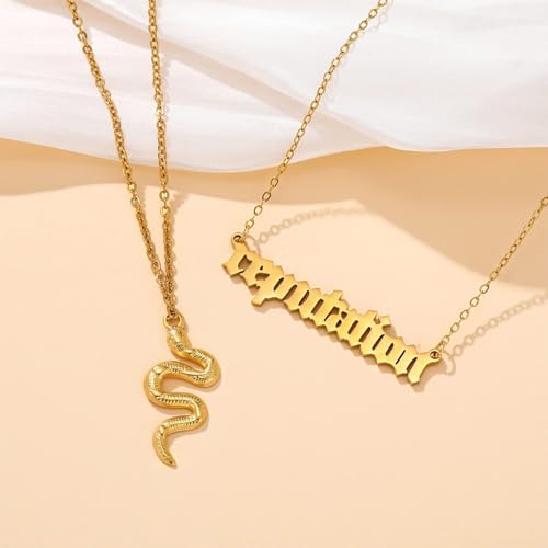 Vintage Layered Reputation Snake Necklace,Personality Gothic Punk Animal Necklace for Women Music Lover4
